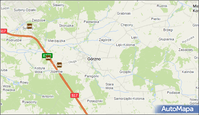 mapa Piaski gmina Górzno, Piaski gmina Górzno na mapie Targeo