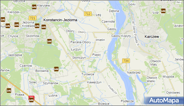 mapa Piaski gmina Konstancin-Jeziorna, Piaski gmina Konstancin-Jeziorna na mapie Targeo