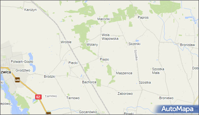 mapa Piaski gmina Kruszwica, Piaski gmina Kruszwica na mapie Targeo
