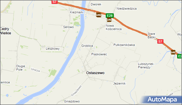 mapa Piaskowiec gmina Ostaszewo, Piaskowiec gmina Ostaszewo na mapie Targeo