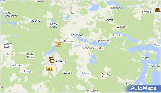 mapa Piechowice gmina Dziemiany, Piechowice gmina Dziemiany na mapie Targeo