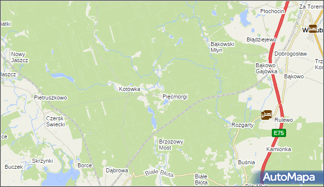 mapa Pięćmorgi, Pięćmorgi na mapie Targeo