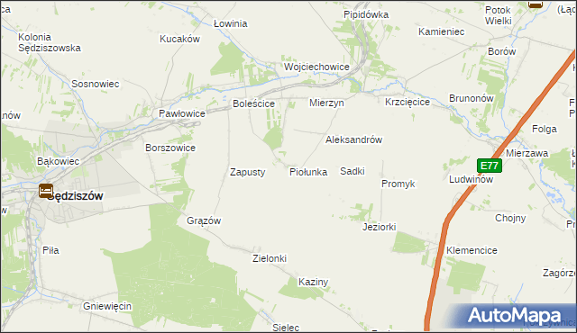 mapa Piołunka, Piołunka na mapie Targeo