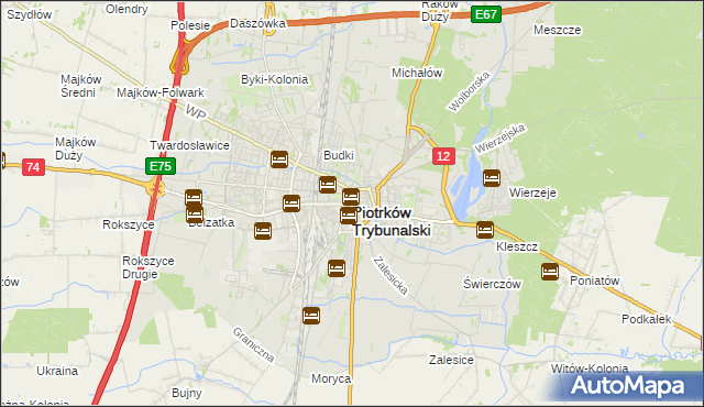 mapa Piotrków Trybunalski, Piotrków Trybunalski na mapie Targeo