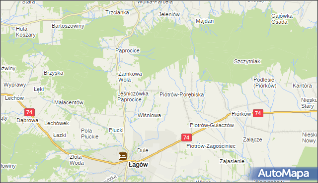 mapa Piotrów-Porębiska, Piotrów-Porębiska na mapie Targeo