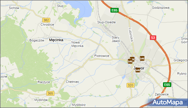 mapa Piotrowice gmina Męcinka, Piotrowice gmina Męcinka na mapie Targeo