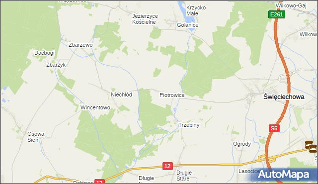 mapa Piotrowice gmina Święciechowa, Piotrowice gmina Święciechowa na mapie Targeo