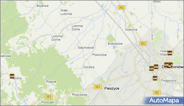 mapa Piskorzów gmina Pieszyce, Piskorzów gmina Pieszyce na mapie Targeo