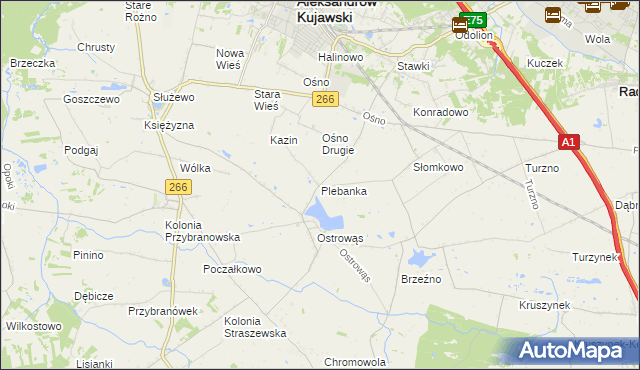 mapa Plebanka gmina Aleksandrów Kujawski, Plebanka gmina Aleksandrów Kujawski na mapie Targeo