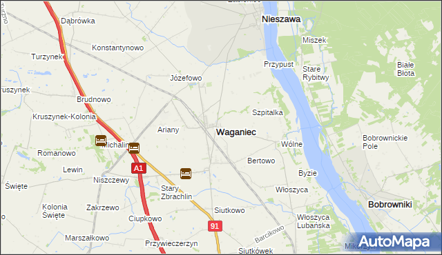 mapa Plebanka gmina Waganiec, Plebanka gmina Waganiec na mapie Targeo