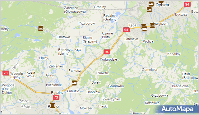 mapa Podgrodzie gmina Dębica, Podgrodzie gmina Dębica na mapie Targeo