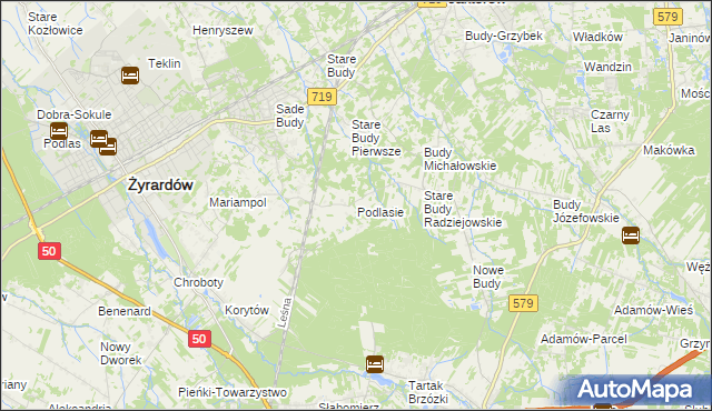 mapa Podlasie gmina Radziejowice, Podlasie gmina Radziejowice na mapie Targeo