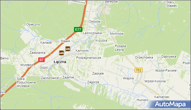 mapa Podłazie gmina Łączna, Podłazie gmina Łączna na mapie Targeo