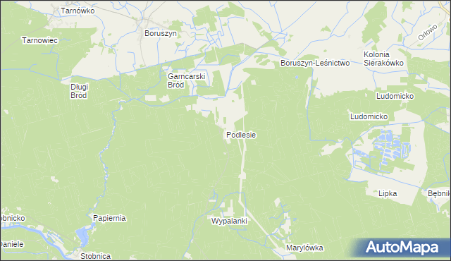 mapa Podlesie gmina Oborniki, Podlesie gmina Oborniki na mapie Targeo
