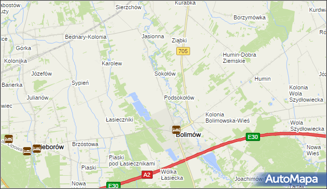 mapa Podsokołów, Podsokołów na mapie Targeo