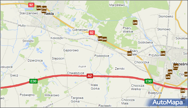 mapa Podstolice gmina Nekla, Podstolice gmina Nekla na mapie Targeo