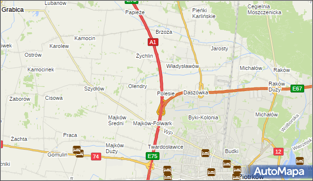 mapa Polesie gmina Grabica, Polesie gmina Grabica na mapie Targeo