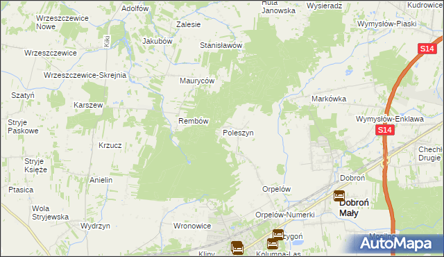 mapa Poleszyn, Poleszyn na mapie Targeo