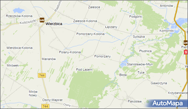 mapa Pomorzany gmina Wierzbica, Pomorzany gmina Wierzbica na mapie Targeo