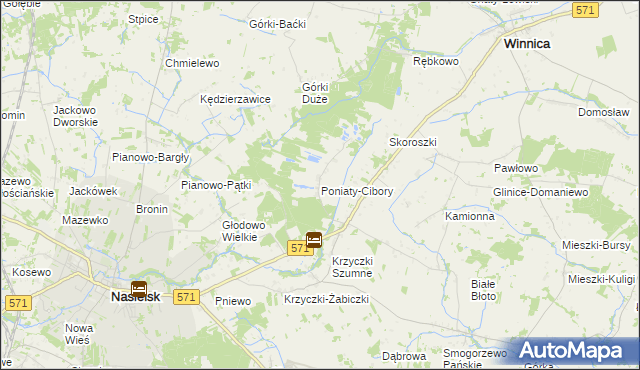 mapa Poniaty-Cibory, Poniaty-Cibory na mapie Targeo