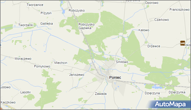 mapa Poniec-Folwark, Poniec-Folwark na mapie Targeo