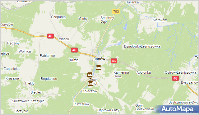 mapa Ponik gmina Janów, Ponik gmina Janów na mapie Targeo