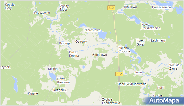 mapa Popielewo gmina Konarzyny, Popielewo gmina Konarzyny na mapie Targeo