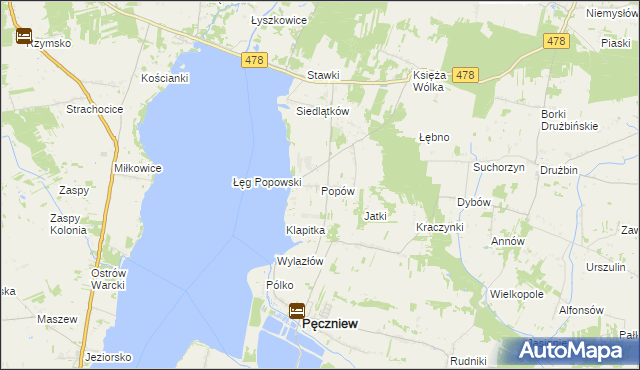 mapa Popów gmina Pęczniew, Popów gmina Pęczniew na mapie Targeo