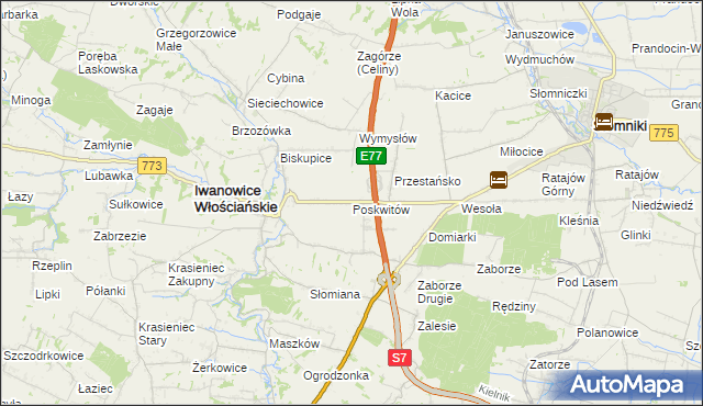 mapa Poskwitów, Poskwitów na mapie Targeo