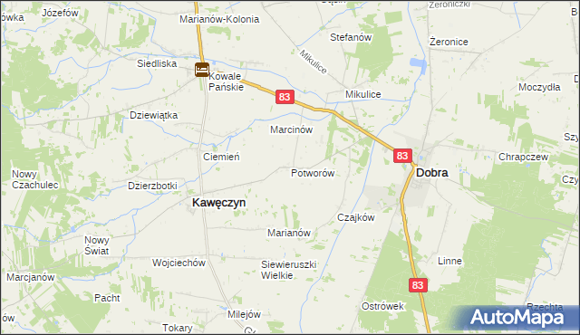 mapa Potworów gmina Dobra, Potworów gmina Dobra na mapie Targeo