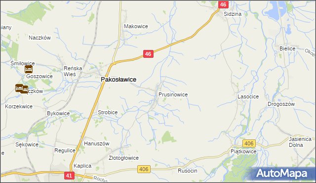 mapa Prusinowice gmina Pakosławice, Prusinowice gmina Pakosławice na mapie Targeo
