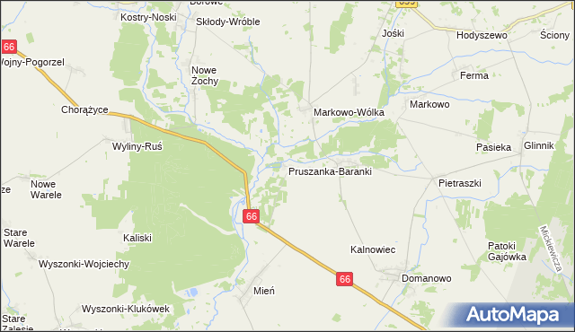 mapa Pruszanka-Baranki, Pruszanka-Baranki na mapie Targeo