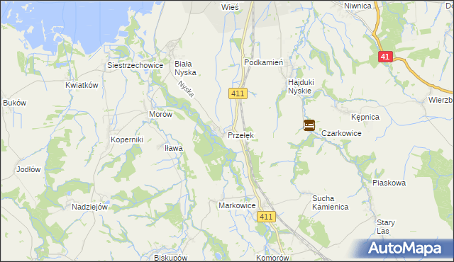 mapa Przełęk gmina Nysa, Przełęk gmina Nysa na mapie Targeo