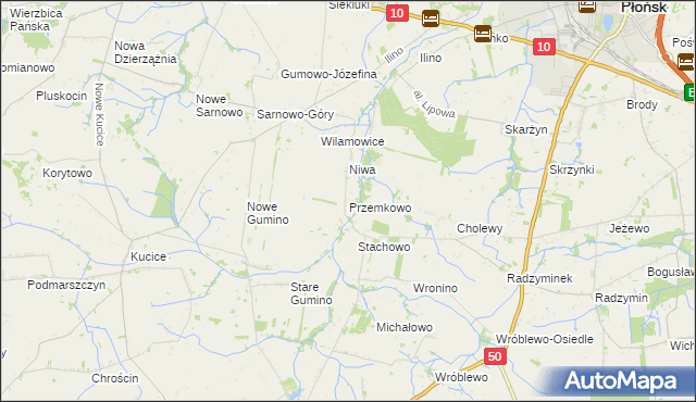 mapa Przemkowo gmina Dzierzążnia, Przemkowo gmina Dzierzążnia na mapie Targeo