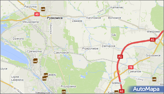 mapa Przezchlebie, Przezchlebie na mapie Targeo