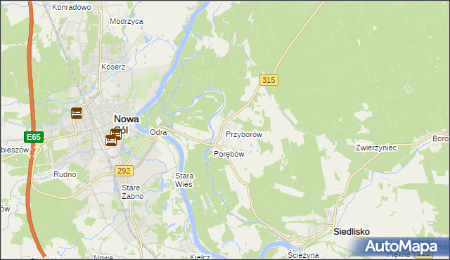 mapa Przyborów gmina Nowa Sól, Przyborów gmina Nowa Sól na mapie Targeo