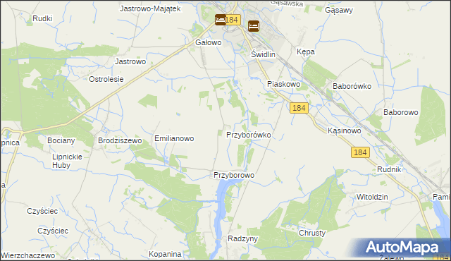 mapa Przyborówko, Przyborówko na mapie Targeo