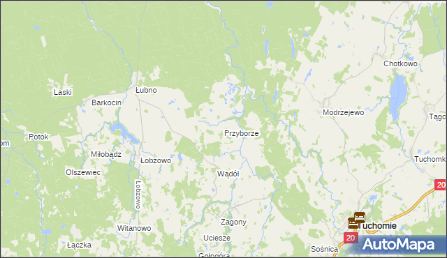 mapa Przyborze gmina Kołczygłowy, Przyborze gmina Kołczygłowy na mapie Targeo