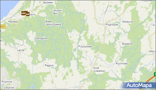 mapa Przybyłowo gmina Tolkmicko, Przybyłowo gmina Tolkmicko na mapie Targeo