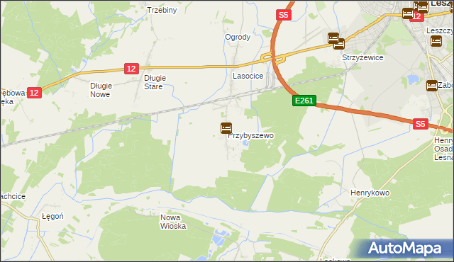 mapa Przybyszewo gmina Święciechowa, Przybyszewo gmina Święciechowa na mapie Targeo