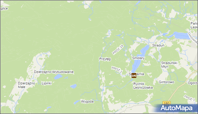 mapa Przyłęg gmina Trzcianka, Przyłęg gmina Trzcianka na mapie Targeo