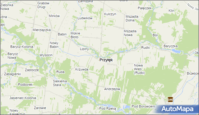 mapa Przyłęk powiat zwoleński, Przyłęk powiat zwoleński na mapie Targeo