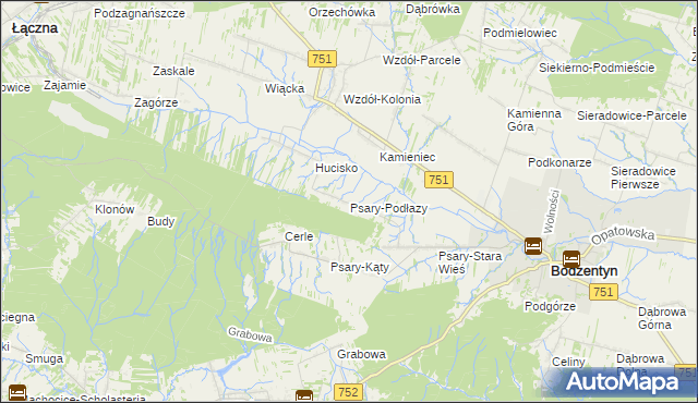 mapa Psary-Podłazy, Psary-Podłazy na mapie Targeo