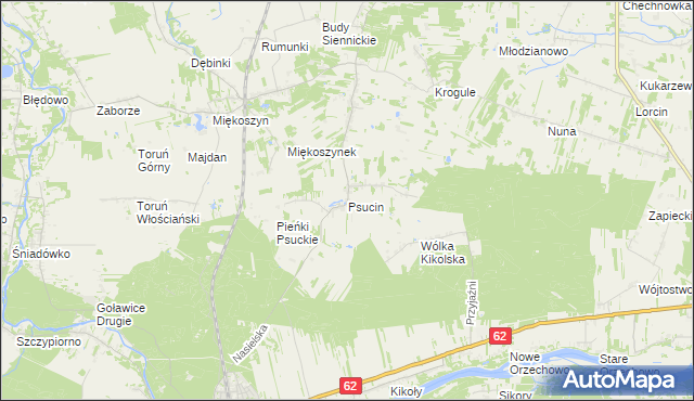 mapa Psucin, Psucin na mapie Targeo