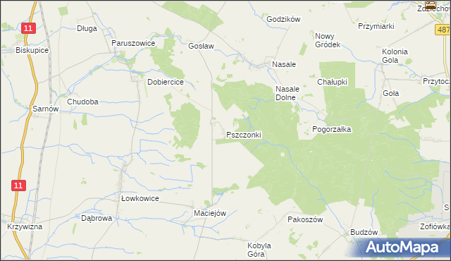 mapa Pszczonki, Pszczonki na mapie Targeo