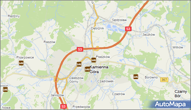 mapa Ptaszków, Ptaszków na mapie Targeo