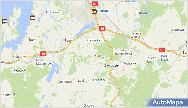 mapa Pudląg, Pudląg na mapie Targeo