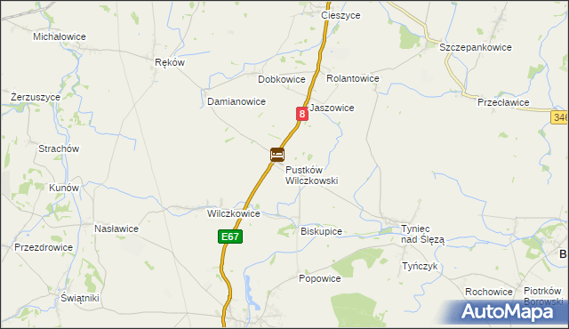 mapa Pustków Wilczkowski, Pustków Wilczkowski na mapie Targeo
