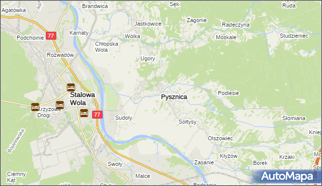 mapa Pysznica, Pysznica na mapie Targeo