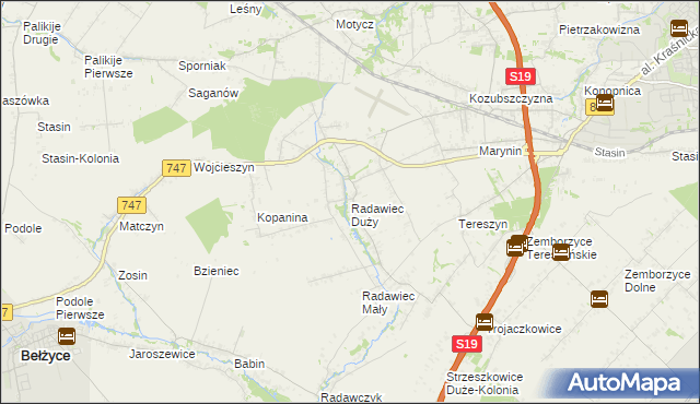 mapa Radawiec Duży, Radawiec Duży na mapie Targeo